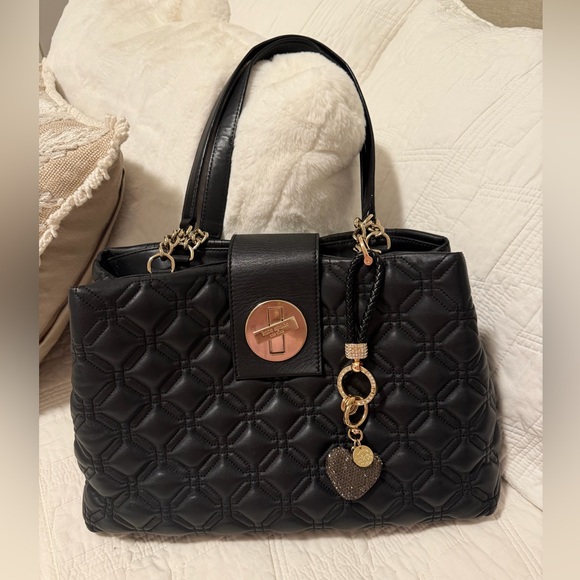 kate spade Handbags - Kate Spade Astor Court Elena Black Quilted Leather Shoulder Bag 14.5x9.5 + charm
